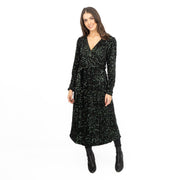 Velvet Sequin Wrap Midi Dress Sparkle Green - Quality Brands Outlet