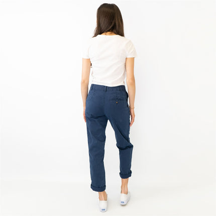 M&S Cotton Rich Tapered Ankle Grazer Chinos Navy - Quality Brands Outlet