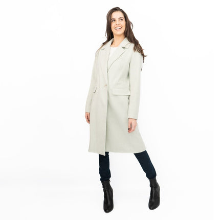 Phase Eight Revere Coat Wool Blend Double Breasted Knee Length Light Green - Quality Brands Outlet