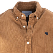 CARHARTT WIP Madison Brown Button-Down Collar Logo-Embroidered Cotton-Corduroy Shirt