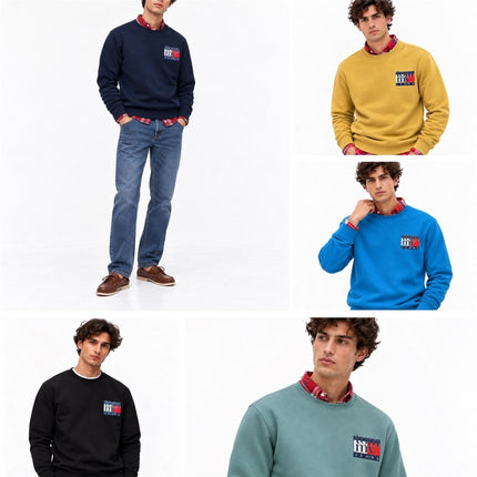 Mens Sweatshirts Classic Logo Print Long Sleeve Tops - Pastel Green-Quality Brands Outlet-