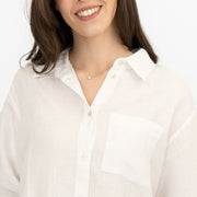 M&S Womens White Pure Linen Collared Blouse