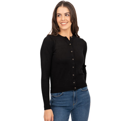 M&S Womens Classic Black Cardigan Button Up - Quality Brands Outlet