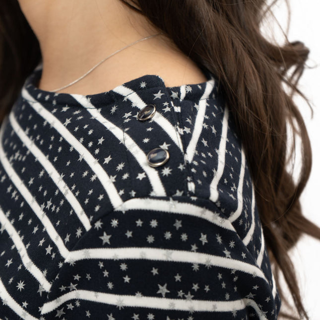 Crew Clothing Womens Navy Top Ultimate Breton Stripe Stars-Quality Brands Outlet-
