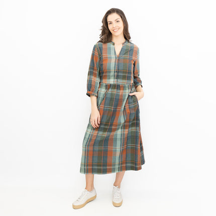 Seasalt Fair Green Check Midi Dress-Quality Brands Outlet-