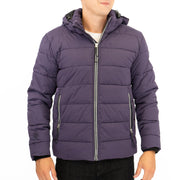 GANT Men's Winter Coat Cloud Padded Quilted Purple Warm Jacket Zip Pockets Lined Hood Storm Cuffs - Quality Brands Outlet