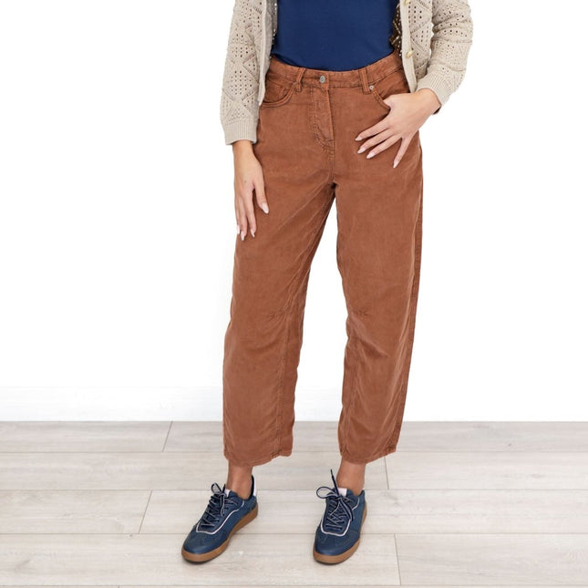Next Cord Barrel Trousers Tan Brown - Quality Brands Outlet