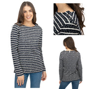 Crew Clothing Womens Navy Top Ultimate Breton Stripe Stars - Quality Brands Outlet