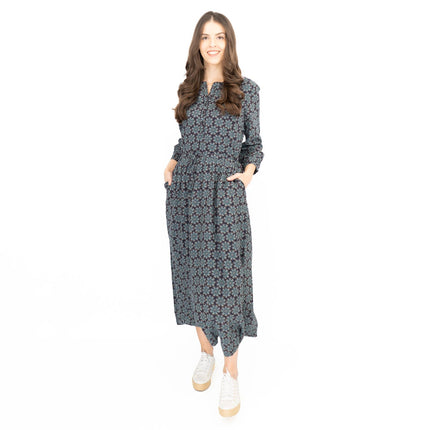 Seasalt Rock Dove Bauble Geo Dark Night Midi Dress-Quality Brands Outlet-