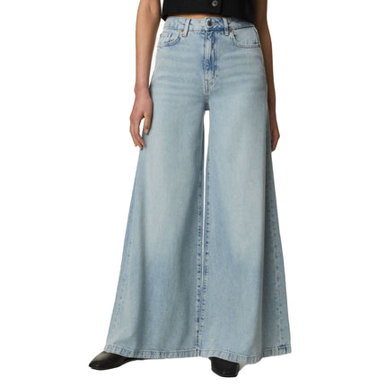 M&S Palazzo Jeans Wide Leg Lyocell Cotton Light Indigo Blue