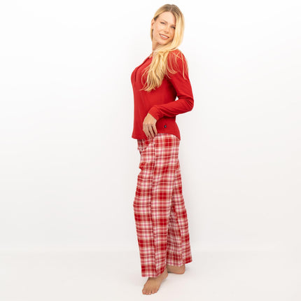 GAP Womens Flannel Sleep Set Pyjamas Red - Quality Brands Outlet