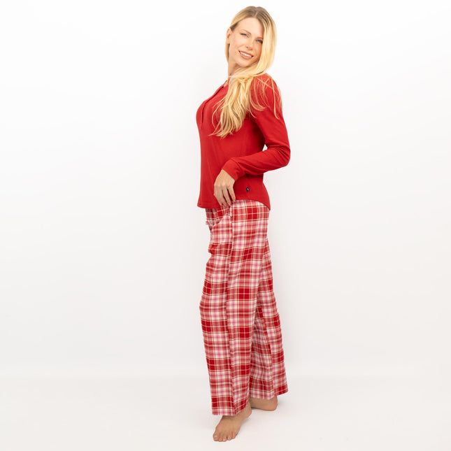 GAP Womens Flannel Sleep Set Pyjamas Red - Quality Brands Outlet
