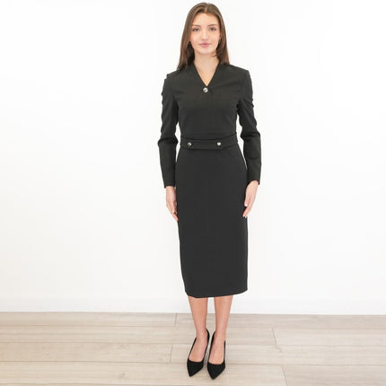 Hobbs Hatton Black Dress Long Sleeve-Quality Brands Outlet-