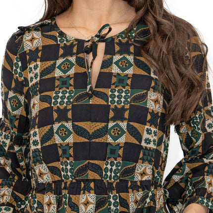 Seasalt Black Dearling Dress Tiered Patchwork-Quality Brands Outlet-