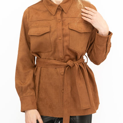 New Look Womens Suedette Shacket Rust Brown - Quality Brands Outlet