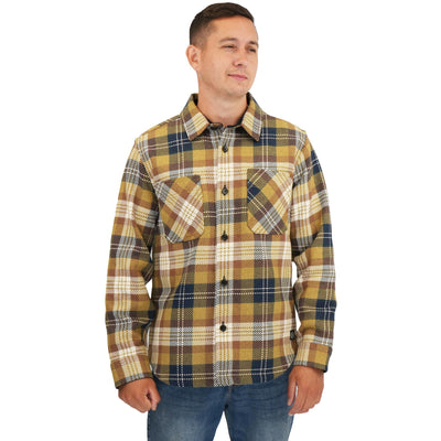 M&S Mens Cotton Rich Check Overshirt Mustard - Quality Brands Outlet