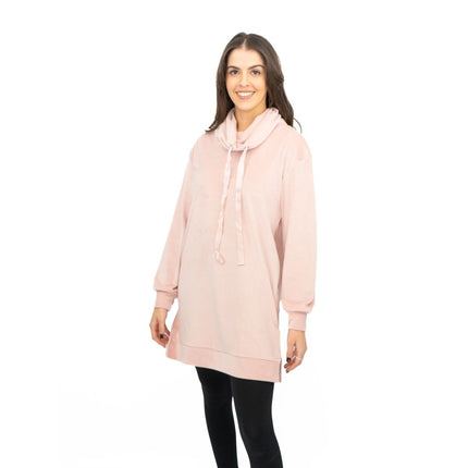 Lipsy London Pink Velour Cosy Snuggle Longline Tops Loungewear-Quality Brands Outlet-