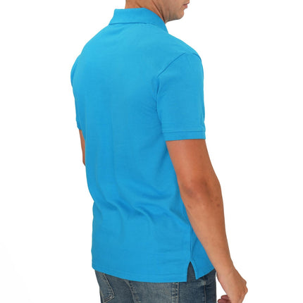 Mens Summer Tops Short Sleeve Blue Pique Polo Shirts Premium Brand-Quality Brands Outlet-