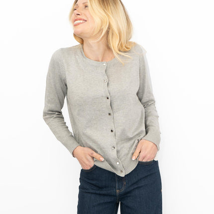 Dorothy Perkins Womens Cardigan Crew Neck Button Up Grey-Quality Brands Outlet-