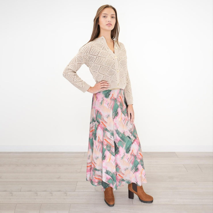 White Stuff Purple Floral Longer Length Midi Skirt - Quality Brands Outlet