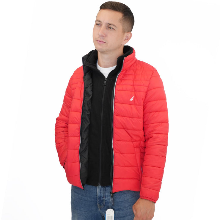 Nautica Performance Double Zip Puffer Jacket Red Quality Brands Outlet