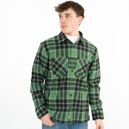 Jared Check Overshirt Bonsai Green-Quality Brands Outlet-