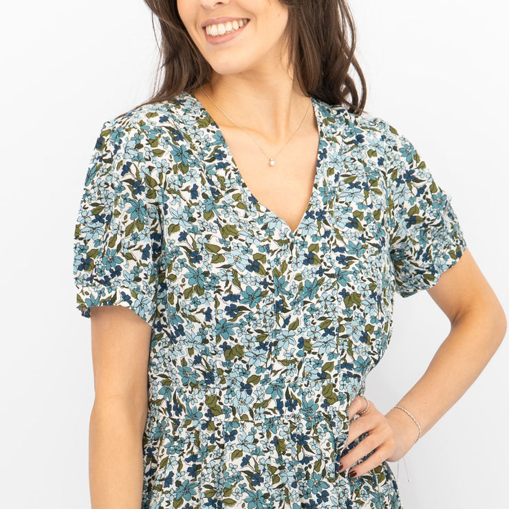 Seasalt Blue Tea Dress Birch Leaf Midaxi - Quality Brands Outlet
