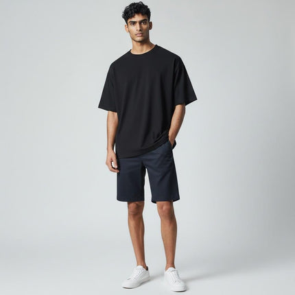 M&S Autograph Navy Lightweight Chino Shorts Regular Fit Summer - Quality Brands Outlet