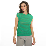 M&S Green Cotton Rich Striped Crochet Top - Quality Brands Outlet