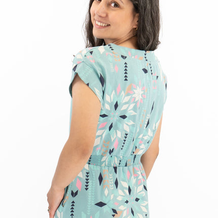 White Stuff Teal Blue Penny Cotton Jersey Dress-Quality Brands Outlet-