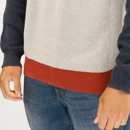 White Stuff Mens Pentire Crew Neck Grey Colour Block Jumper - Quality Brands Outlet