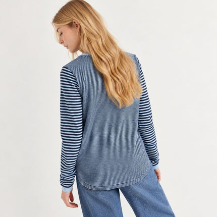 Clara Sparkle Top Long Sleeve Tee - Blue-Quality Brands Outlet-