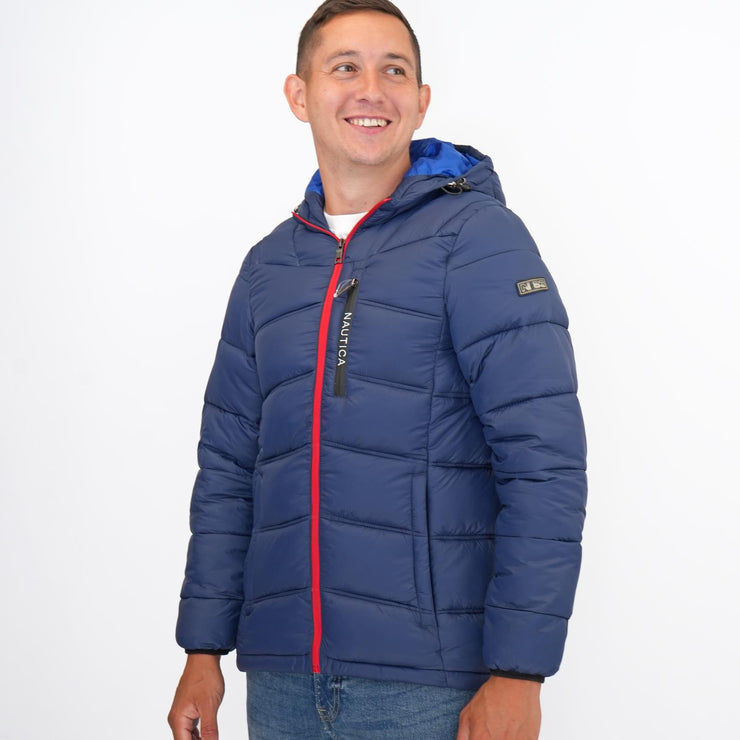 Nautica Mens Performance N83 Hooded Puffer Jacket Navy Quality Brands Outlet