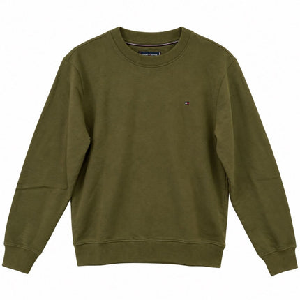 Mens Sweatshirts Terry Crew Neck Tops – Olive Green-Quality Brands Outlet-