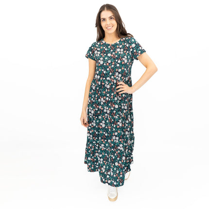Seasalt Navy Dress Tiered Line Strokes Midi-Quality Brands Outlet-