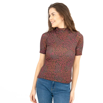 Karen Millen Womens Top Purple Leopard Print Summer Black Holiday Dinner Relaxed-Quality Brands Outlet-