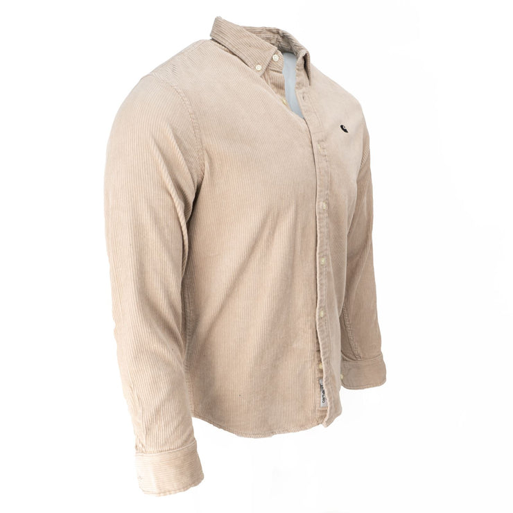 CARHARTT WIP Madison Beige Button-Down Collar Logo-Embroidered Cotton-Corduroy Shirt