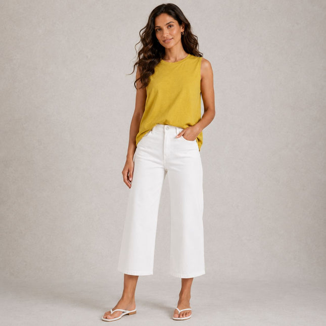 White Stuff Rylee Linen Vest Top Yellow - Quality Brands Outlet