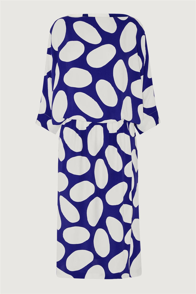 Jasper Conran Blue Print Boat Neck Midi Dress