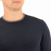 Nicole Farhi Farhi Mens Crew Neck Merino Wool Jumper Navy