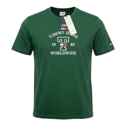 Tommy Dark Green Worldwide Logo T-Shirt Crew Neck Short Sleeve-Quality Brands Outlet-