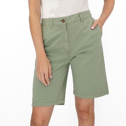 M&S Chino Shorts Classic Cotton Rich Green Easy Wear - Quality Brands Outlet