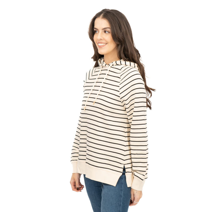 M&S Womens Striped Longline Hoodie Pure Cotton - Quality Brands Outlet