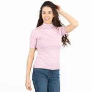 Karen Millen Lilac Short Sleeve Jersey Funnel Neck Top