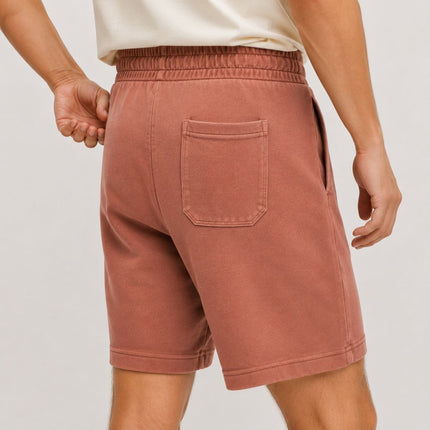 M&S Pure Cotton Jersey Shorts Elasticated Waist Relaxed Drawstring Rust Red - Quality Brands Outlet