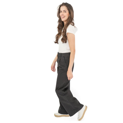 M&S Per Una Wide Leg Pleat Front Chino Black Trousers-Quality Brands Outlet-