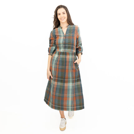 Seasalt Fair Green Check Midi Dress-Quality Brands Outlet-