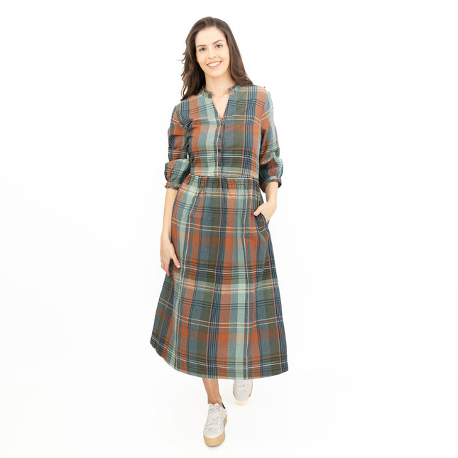 Seasalt Fair Green Check Midi Dress-Quality Brands Outlet-