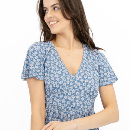 Seasalt Blue Chateaux Dress Floral Flower Net Whirl-Quality Brands Outlet-