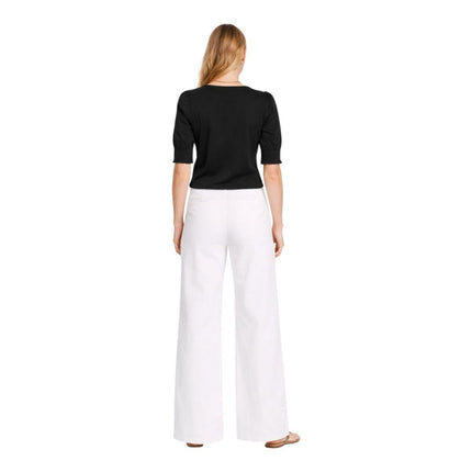 Boden Black Puff Sleeve T-Shirt Cotton Smocked Cuff Casual Summer - Quality Brands Outlet
